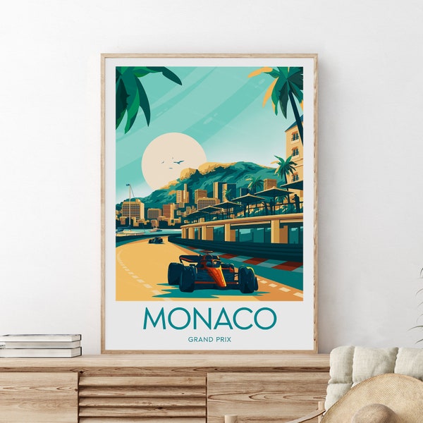 Impression Monaco F1 - Grand Prix de Monaco, affiche de Monte Carlo, cadeau d'anniversaire, cadeau de mariage