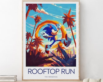 Rooftop Run Sonic print, Sonic the Hedgehog fan print, The hedgehog fan art poster, Sonic print, Game art