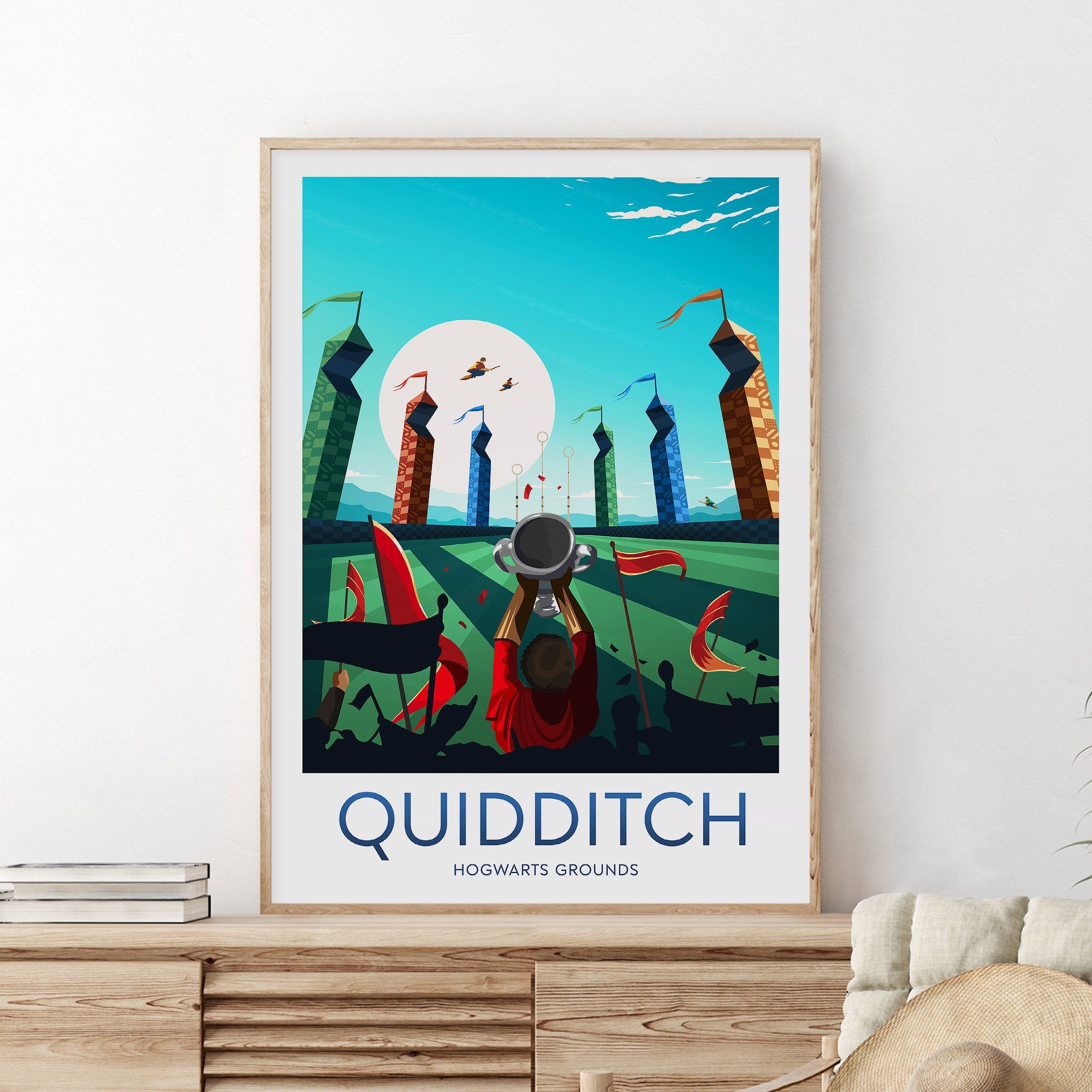 Quidditch Print Harry Potter Fan Art Hogwarts Poster Etsy
