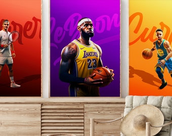 LeBron James poster, LeBron James artwork, La Lakers print, Basketball fan art, Borderless print
