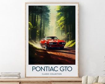 Pontiac GTO - Classic car posters. Classic Collection, Fan art, Birthday present, Wedding gift