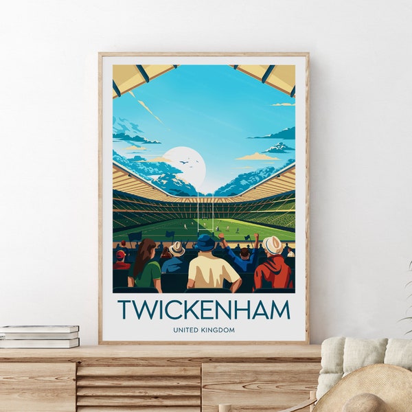 Impression de rugby de Twickenham - Poster de rugby, Cadeau d'anniversaire et Cadeau de mariage