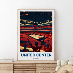 United Center print - Chicago, United Center artwork, Chicago Bulls fan art poster