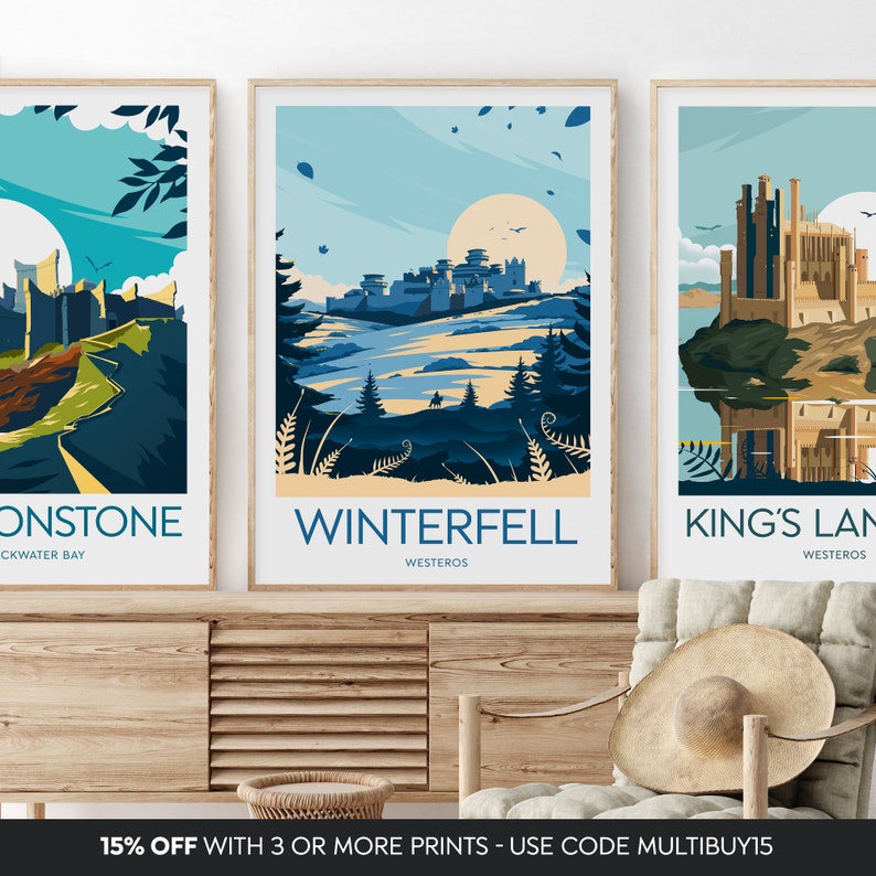 Winterfell print Westeros, Game Of Thrones, Winterfell artwork, Winterfell poster image 2