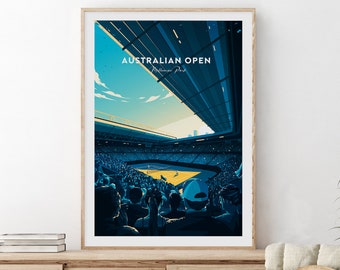 Impresión del Abierto de Australia - Melbourne Park, obra de arte del Abierto de Australia, cartel del Abierto de Australia