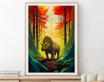 Triceratops print - Dinosaur Collection, Triceratops poster, Dinosaur posters