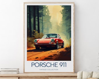 Porsche 911 - Affiches de voitures classiques. Collection classique, Fan art, cadeau d'anniversaire, cadeau de mariage