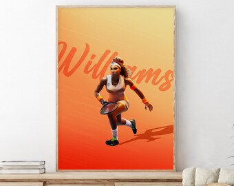 Serena Williams poster, Serena Williams artwork, Serena Williams print, Tennis poster, Borderless print