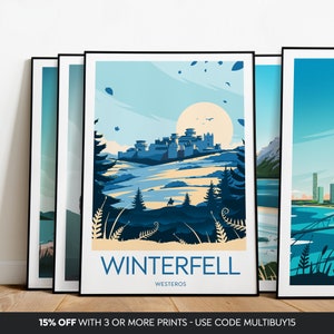 Winterfell print Westeros, Game Of Thrones, Winterfell artwork, Winterfell poster image 6