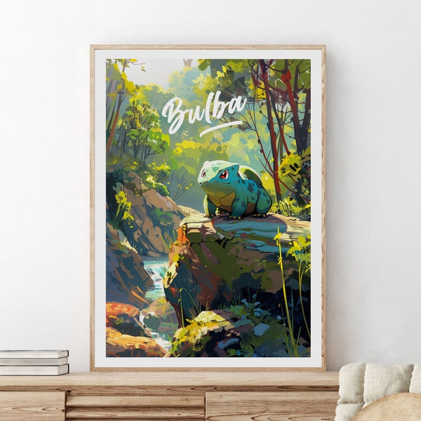 Bulbasaur poster - Pokemon fan art, Bulbasaur print, Bulbasaur wall art