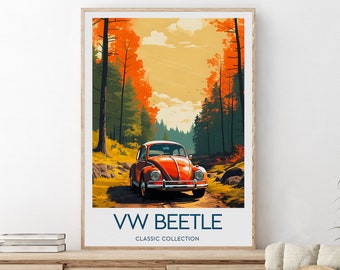 VW Beetle - Classic car posters. Classic Collection, Fan art, Birthday present, Wedding gift