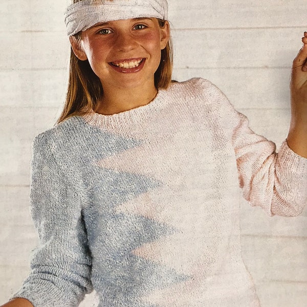 DK Knitting Pattern for a Girls Teen Jumper