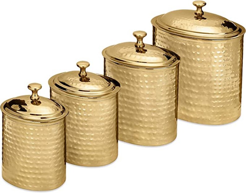 Oval Hammered Finish Canisters Set of 4 4 2 1.5 Qt 1qt Etsy