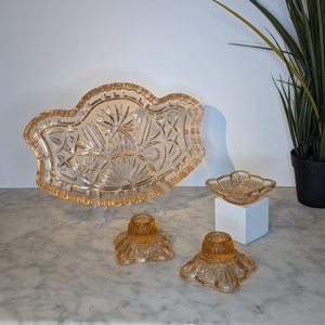 Retro Vintage Pink Vanity Tray with Trinkets
