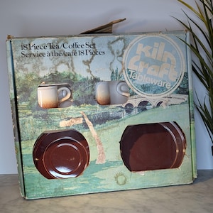 Retro Vintage Kiln Craft 18 Piece Tea / Coffee Set
