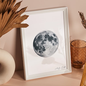 Printable Full Moon Art | Lunar Space Décor | Celestial Wall Art | Digital Download | Minimalistic Wall Art | Space Theme