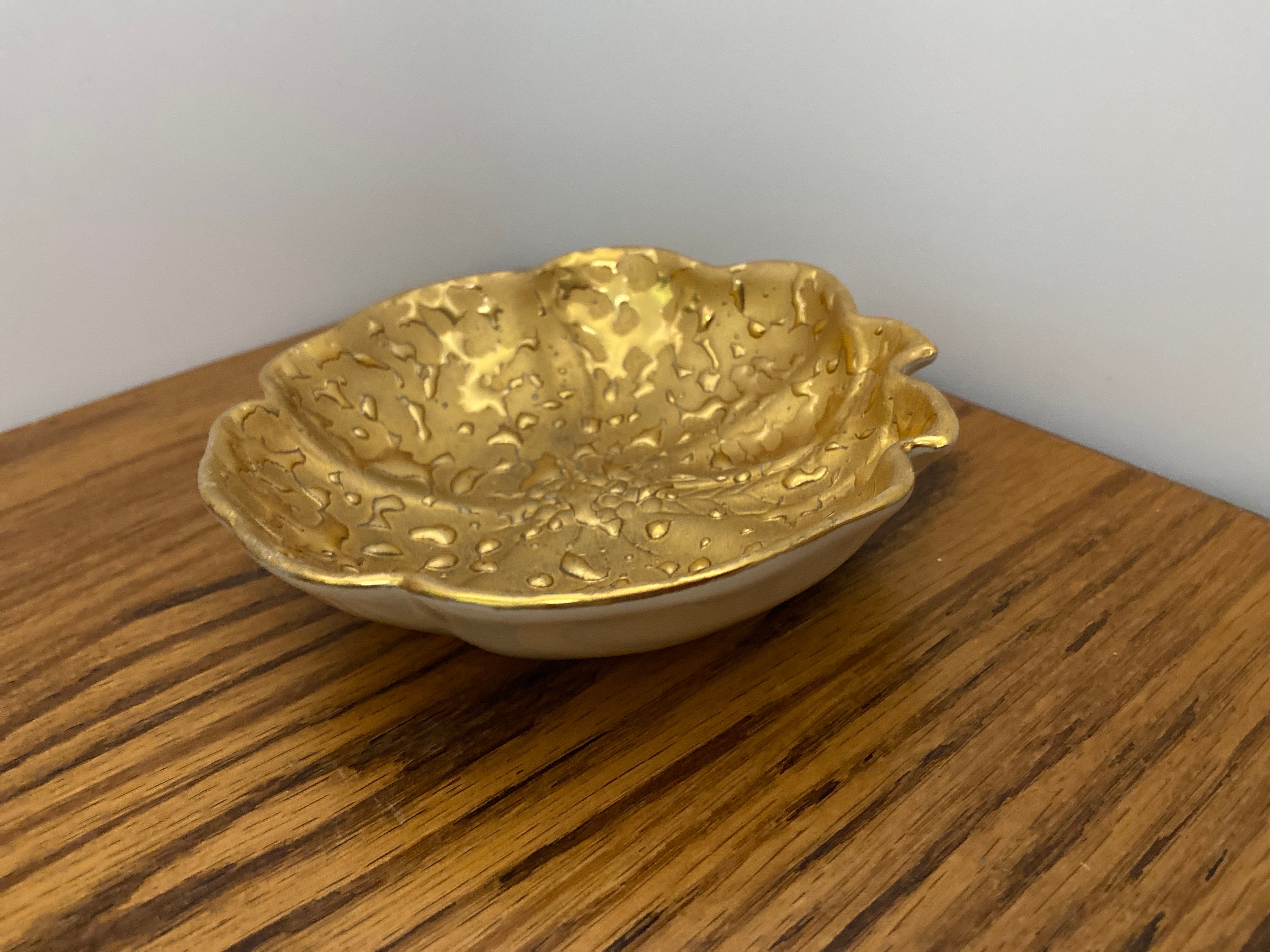 Weeping Bright Gold 22k Trinket Candy Dish - Etsy