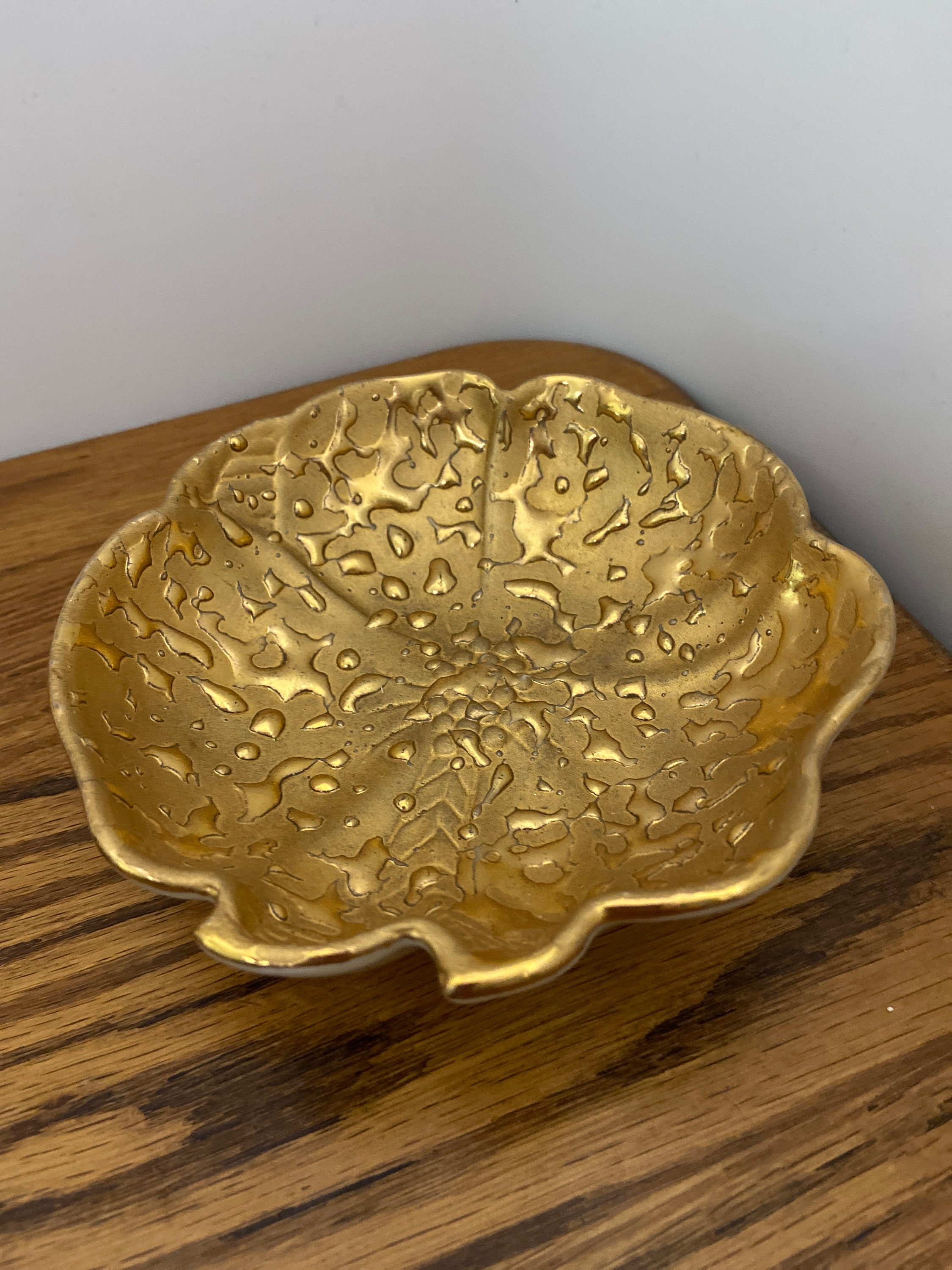 Weeping Bright Gold 22k Trinket Candy Dish - Etsy