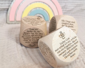 Individualisierter Gebetswürfel mit Bildern | Individualisierter Würfel | Taufe | Kommunion | Gebet | Kinder| Bilder Engel Sterne Fisch Mond