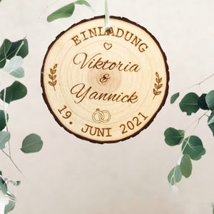 Einladungen Baumscheibe 9-10cm, Hochzeit | Taufe | Save the date | Einladungskarten | Invitation | Event