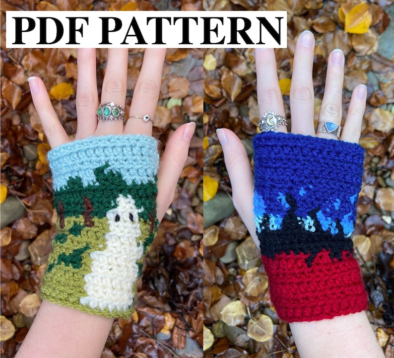 CROCHET PATTERN: Phoebe Bridgers Fingerless Gloves; Stranger In The Alps & Punisher Gloves 