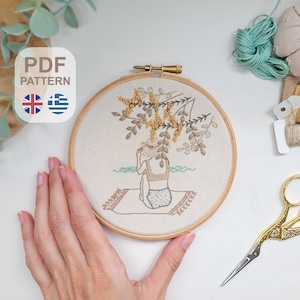 PDF embroidery pattern - summer girl embroidery - summer embroidery design - digital download