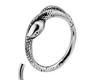 Titanium Clicker snake ring piercing. Fits for the helix or lobe! 16G x 10 mm. Gift idea !