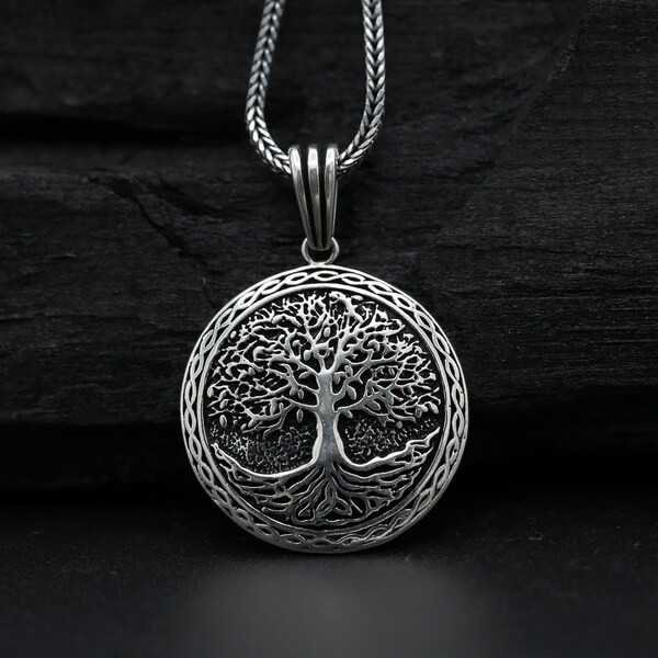 Pendentif arbre de vie | Collier Viking en argent fait main | Collier celtique | Collier Yggdrasil