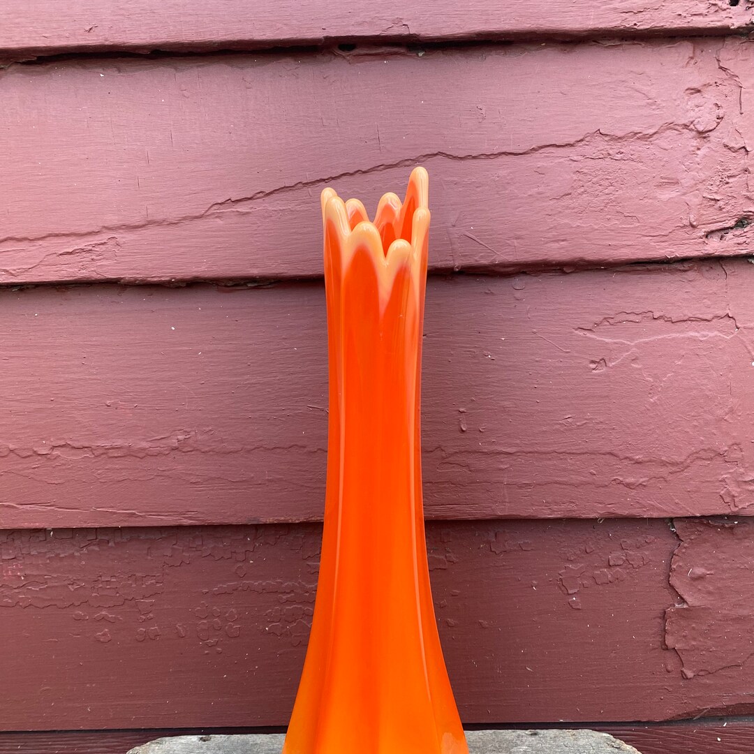 Vintage LE Smith Bittersweet Orange Swung Glass Vase 13 Etsy