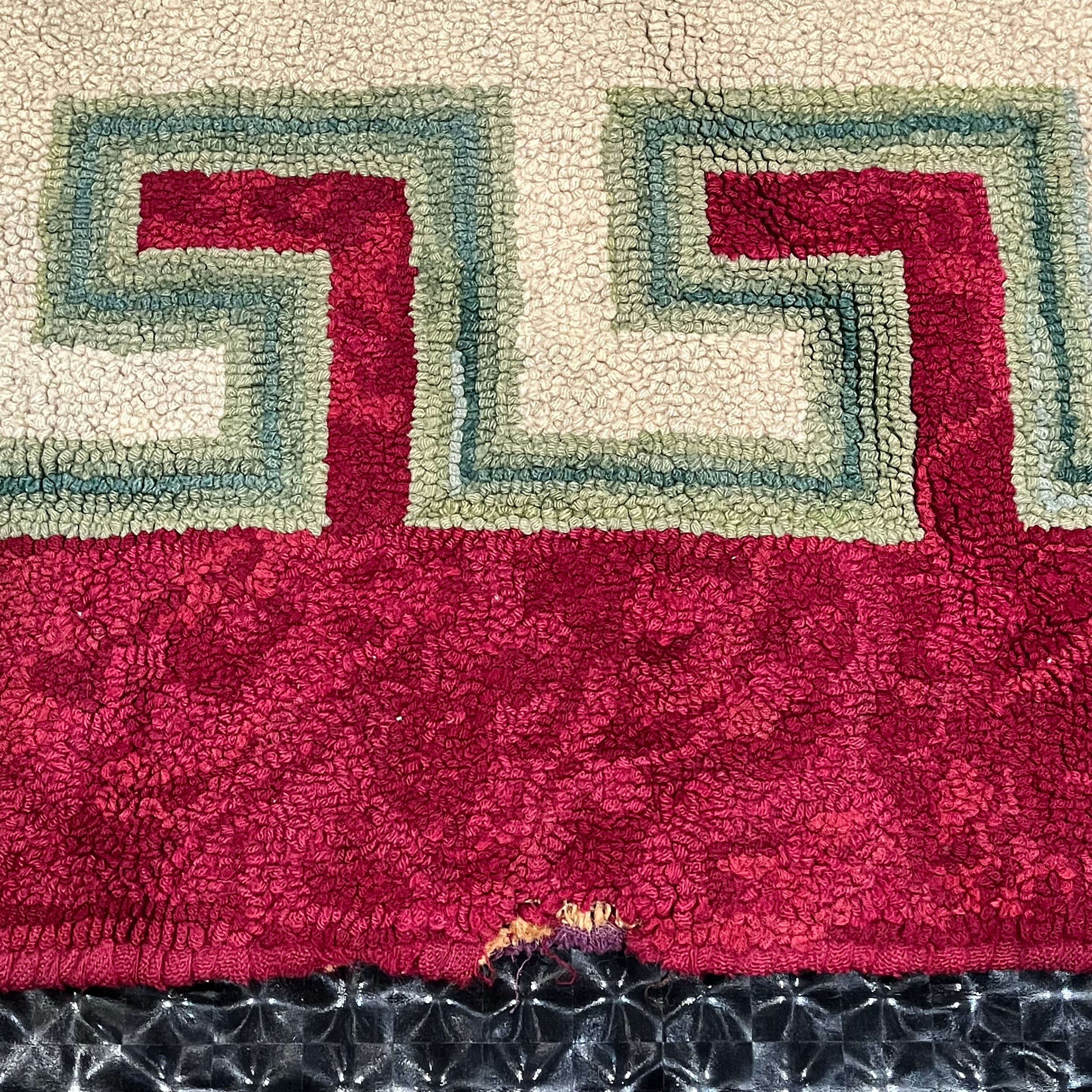 Vintage Dated and Signed 1955 Midcentury Hook Rug Roses Geometric ...