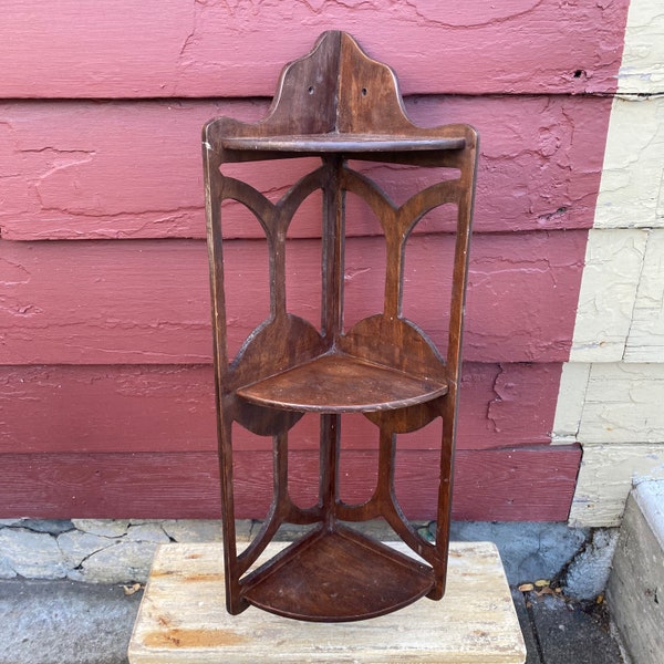 Vintage Mission Style Corner Shelf Etsy