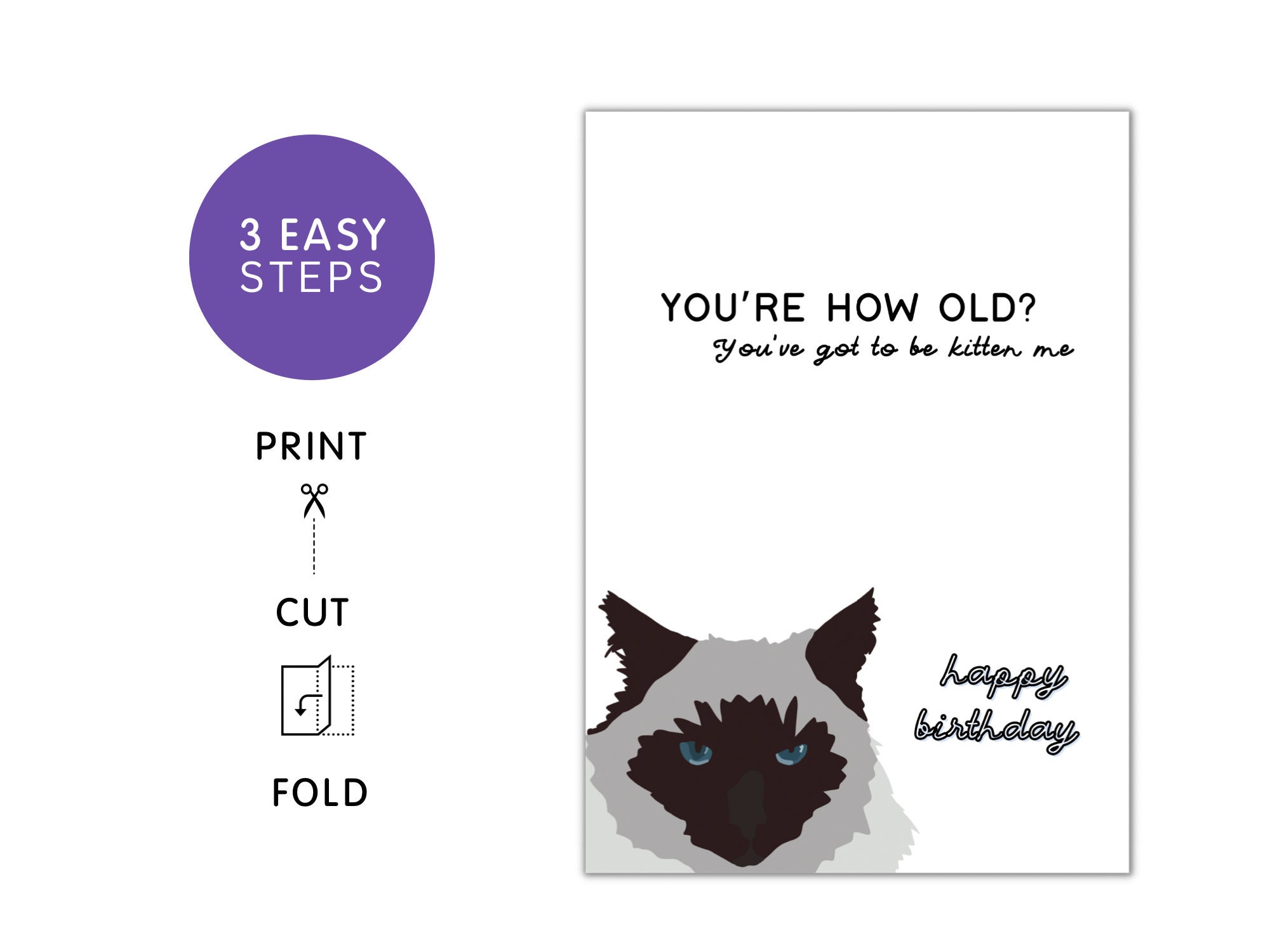 Instant Download Birthday Card | Funny Birthday Card | Printable | Cat ...