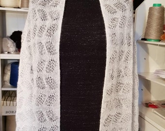 Scarf women, white, shoulder wrap, cape, knitted poncho