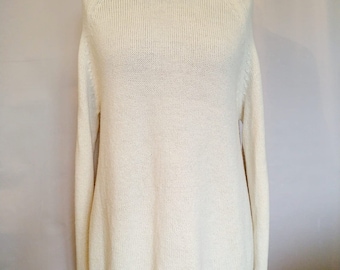 Alpaca Milk cream white or black classic Reglan pattern Womens sweater Turtle neck Long sleeve Elegant pullover