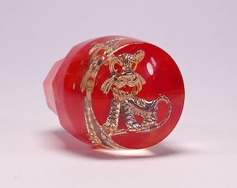 Vintage Handmade Resin Gear Shift Knob with Embedded Golden Lion