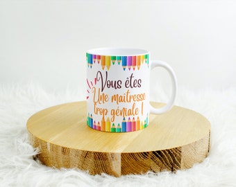 Tasse personnalisée avec prénom, mug, love, amitié, amour, cadeau maîtresse, nounou, maître, ATSEM, AVS, AESH, cadeau fin année scolaire