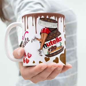 Personalized cup with first name, Nutella chocolate gift mug anniversary, birthday, Valentine's Day happy Valentine love friendship couple love image 2