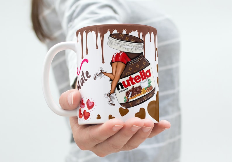 Personalized cup with first name, Nutella chocolate gift mug anniversary, birthday, Valentine's Day happy Valentine love friendship couple love image 2