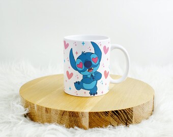 Tasse personnalisée, avec prénom, stitch, cadeau mug anniversaire, birthday, saint valentin, happy valentine, love, amitié, couple, amour