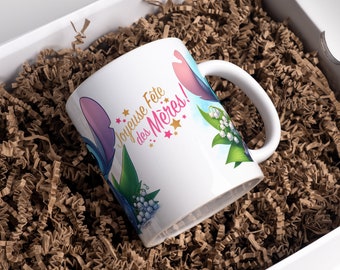 Personalized cup with first name, stitch mug, Mother's Day gift, moms, birthday mug gift, love, friendship, couple, love