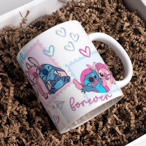 Tasse personnalisée, avec prénom,stitch, cadeau mug anniversaire, birthday, saint valentin, happy valentine, love, amitié, couple, amour image 1