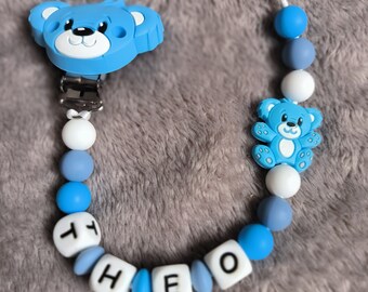 Baby gift, birth gift, baby first name personalization, pacifier clip, pacifier clip, silicone bead,