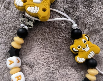 Personalized pacifier clip, baby gift, birth, baby first name personalization, pacifier clip, French manufacturing, lion king Simba