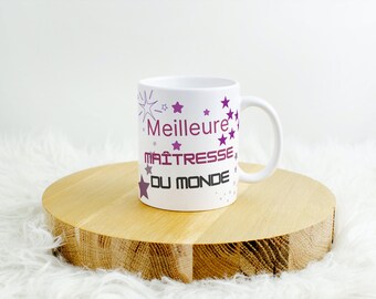 Tasse personnalisée avec prénom, mug, love, amitié, amour, cadeau maîtresse, nounou, maître, ATSEM, AVS, AESH, cadeau fin année scolaire