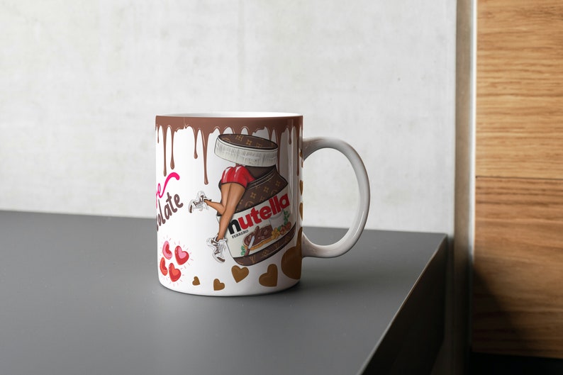 Personalized cup with first name, Nutella chocolate gift mug anniversary, birthday, Valentine's Day happy Valentine love friendship couple love image 6