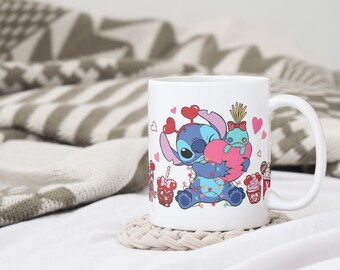 Tasse personnalisée, avec prénom, stitch, cadeau mug anniversaire, birthday, st valentin, happy valentine, love, amitié, couple, amour