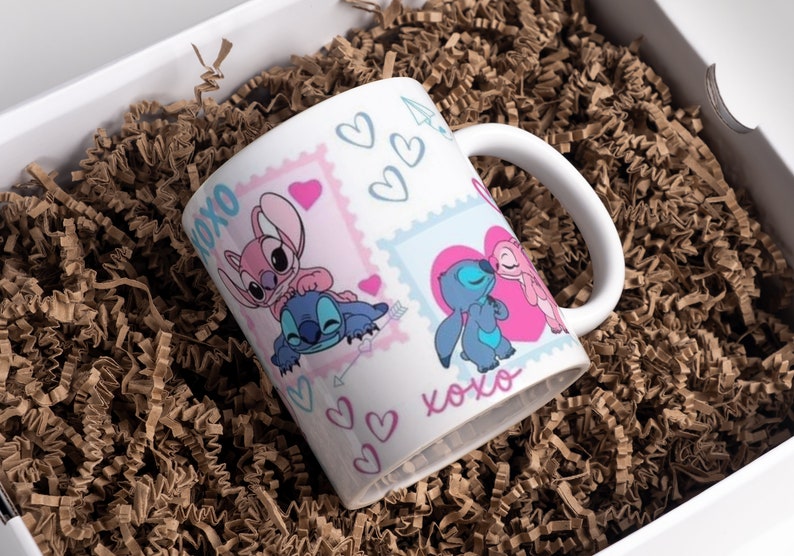 Tasse personnalisée, avec prénom,stitch, cadeau mug anniversaire, birthday, saint valentin, happy valentine, love, amitié, couple, amour image 2