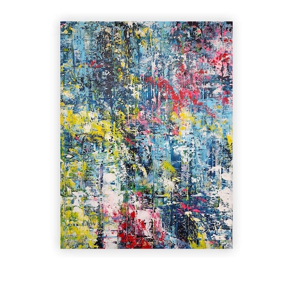 油絵とアクリル絵の具を使ったスクイジー技法による抽象画 - Etsy 日本