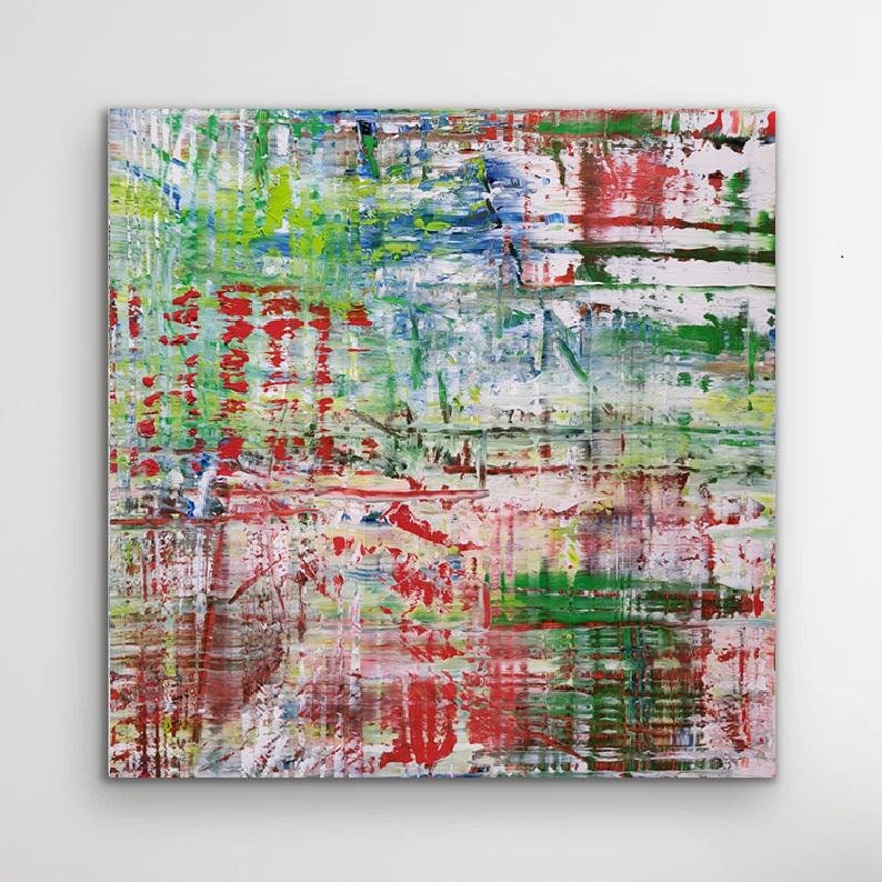 Oil Painting Squeegee Technique After Gerhard Richter Abstract