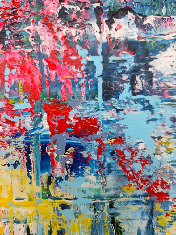 油絵とアクリル絵の具を使ったスクイジー技法による抽象画 - Etsy 日本